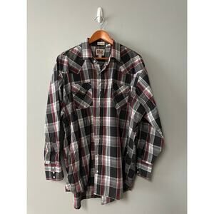 Ely Cattleman Western Shirt Mens 2X Big Plaid Pearl Snap Cowboy Rodeo